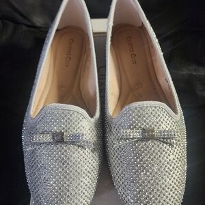 NWT FLATS SILVER BLING SIZE 9 WITH SOFT INSOLE BY CHARTER CLUB